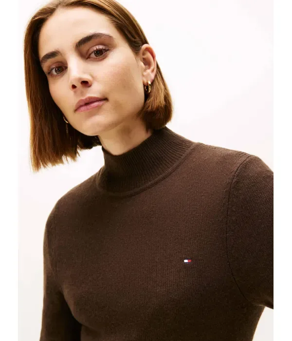 Шерстяное платье MOCK-NK Tommy Hilfiger, коричневый — фото 3
