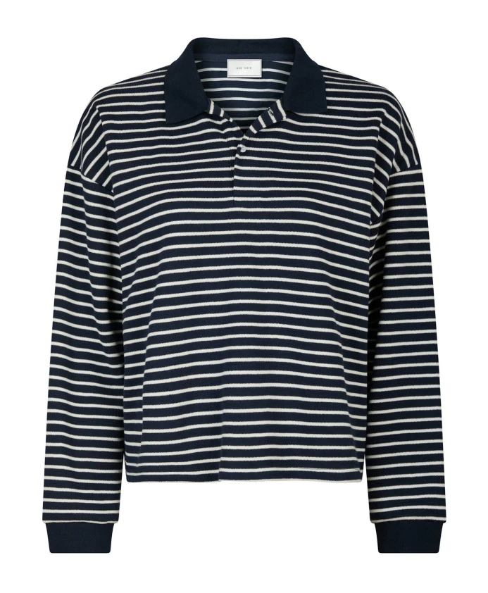 

Полосатая блузка-поло синяя Neo Noir, синий