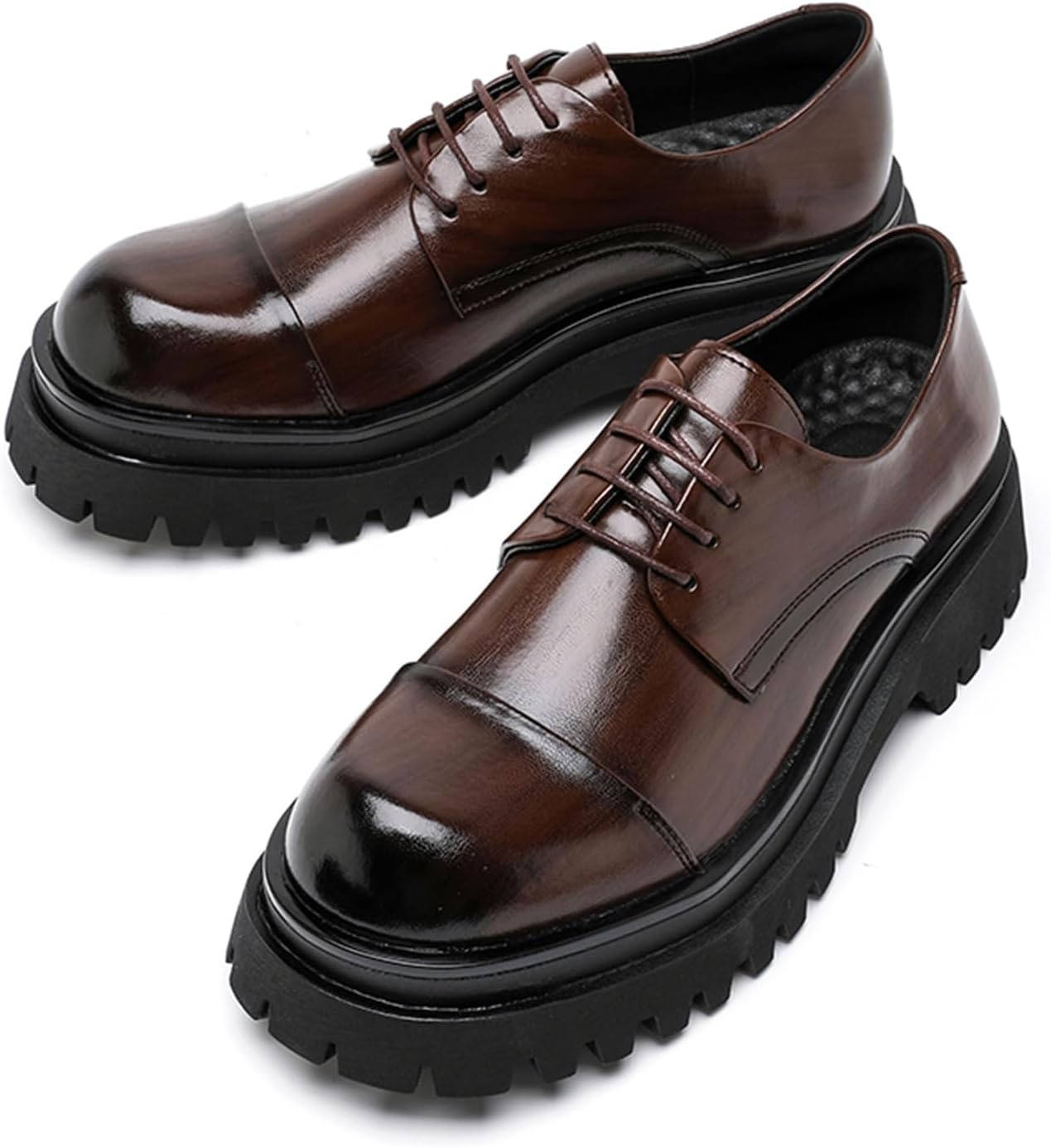 

Мужские модные оксфорды с массивным мыском, туфли на платформе, визуально увеличивающие рост Njzqkwm, коричневый