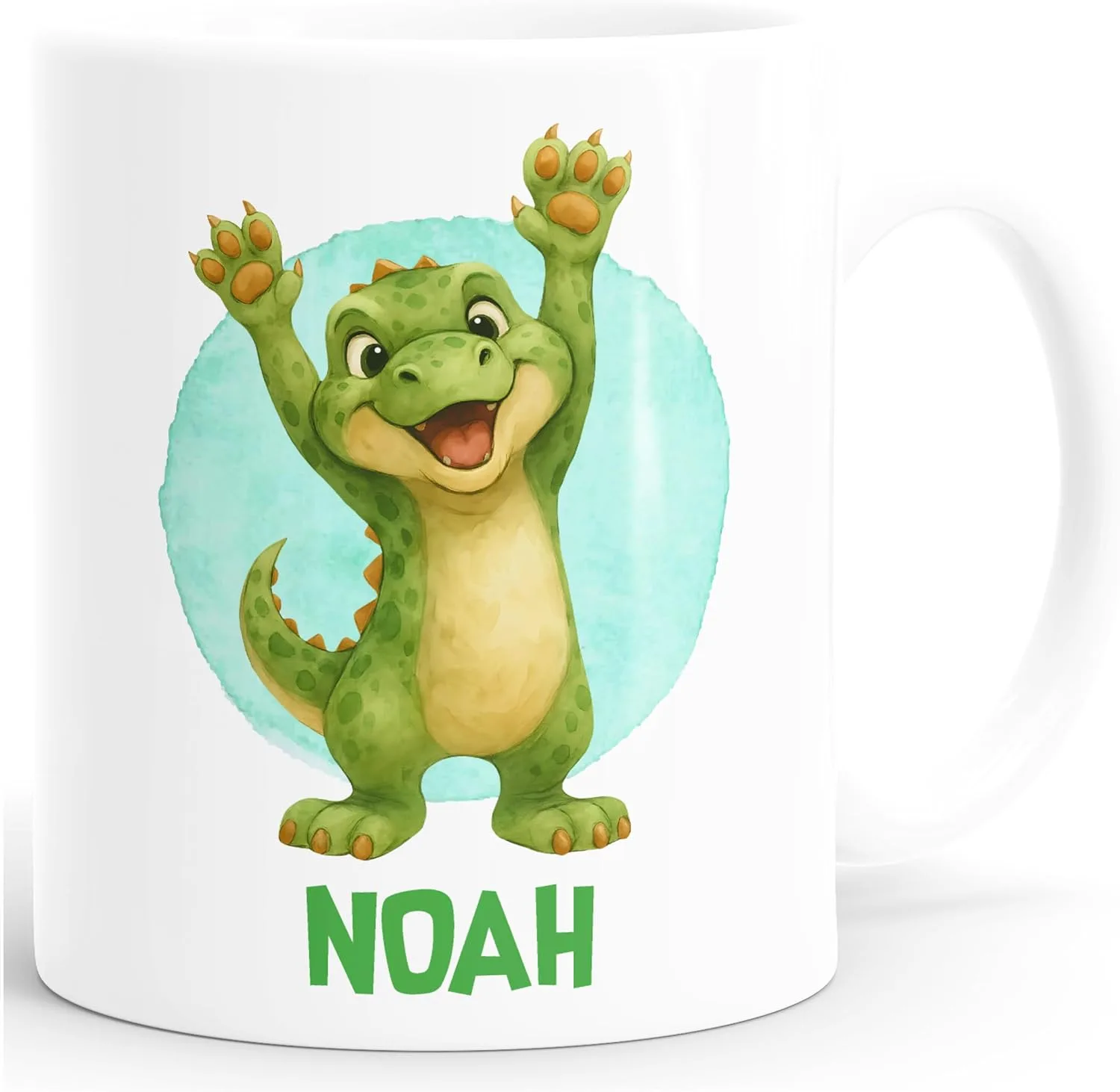 Керамическая кружка Dino Gift с именем для детей, белая SpecialMe