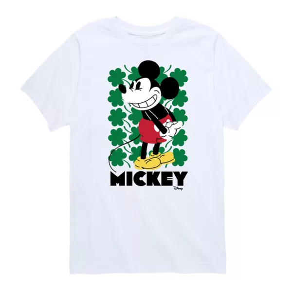 

Футболка с рисунком клевера Микки Мауса для мальчиков 8-20 лет Disney, белый