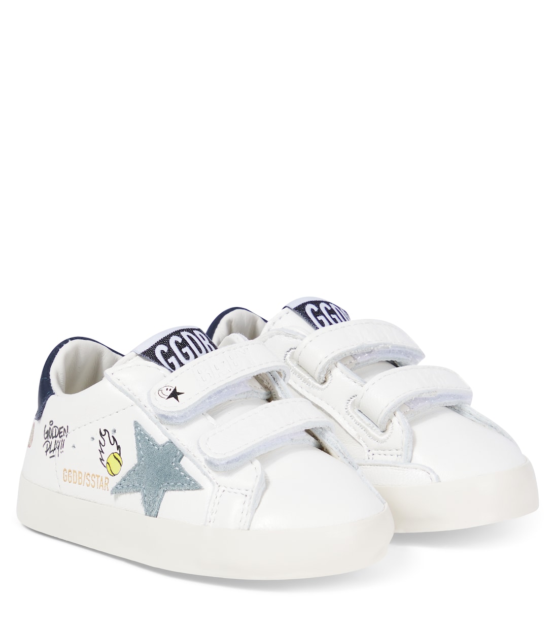 

Кожаные кроссовки Baby May School Golden Goose Kids, White/Light Blue/Blue