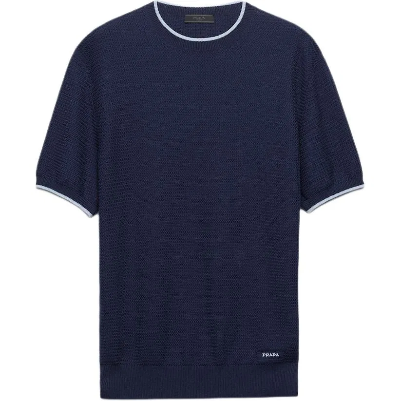 Джемпер с круглым вырезом и коротким рукавом PRADA, Marine Blue
