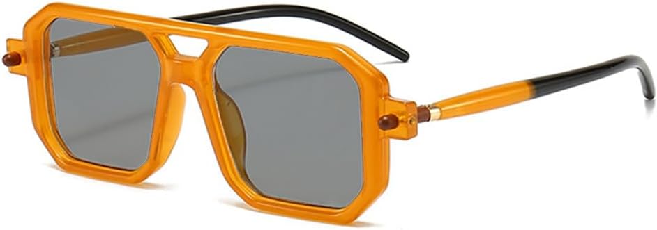 

Солнцезащитные очки HYLLE в винтажном квадратном стиле 70-х годов, плоские, авиаторские, классические, ретро, ​​стильные, с защитой от УФ-излучения UV400, для женщин и мужчин, Orange Frame & Grey Lens