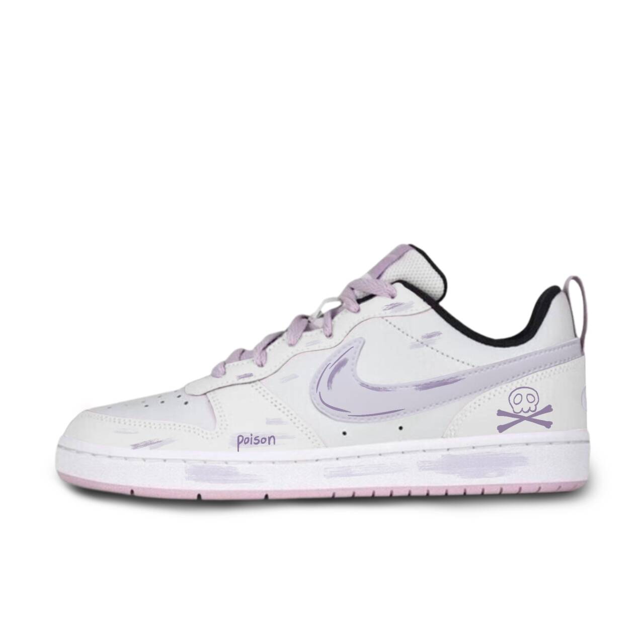 

Nike Кроссовки для скейтбординга Court Borough Poisonous Purple костяной цвет устойчивые к истиранию низкие розовый белый детские