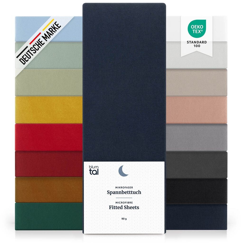 

Комплект Blumtal Basics из 2 простыней из микрофибры 140х200см - простыня, высота матраса до 25см, темно-синий океан - синий