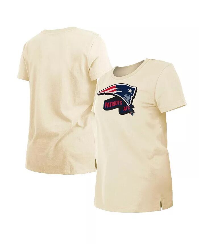 

Женская кремовая футболка с хромированной боковой линией New England Patriots New Era