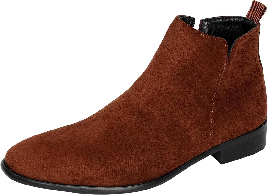 

Мужские замшевые челси Santimon Классические ботинки без шнуровки Для повседневной и официальной носки Удобные и легкие ботильоны, коричневый