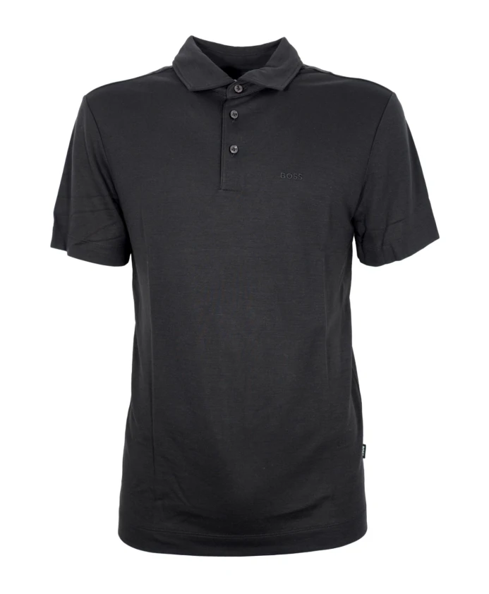 

Поло-Рубашка из лиоцелла с вышитым логотипом, черная. Hugo, черный