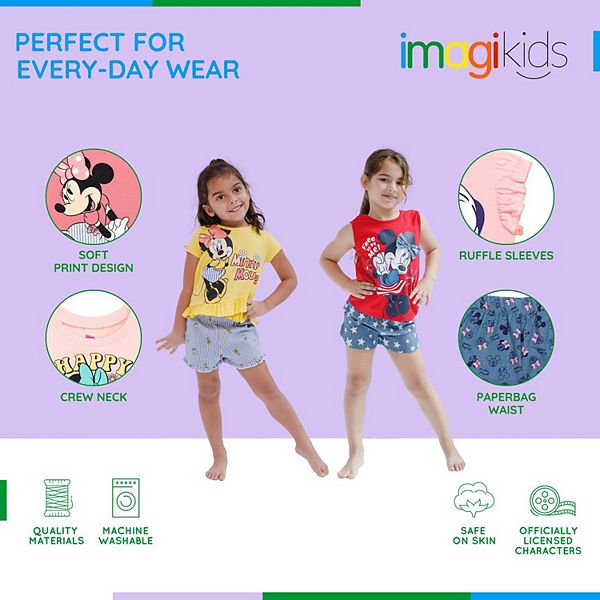 Футболка Disney Minnie Mouse и шорты из шамбре Imagikids, Hello Sunshine — фото 3