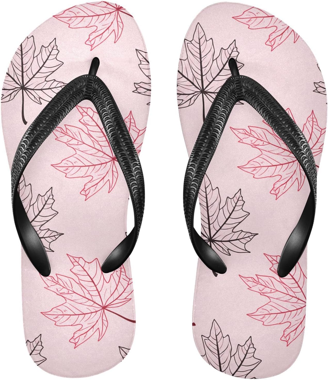 

Вьетнамки с розовыми листьями клена, пляжный душ, резиновые сандалии, противоскользящие летние тапочки для женщин и мужчин, для прогулок Sinestour