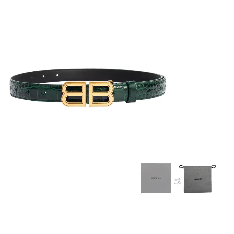 

Balenciaga Зелёный женский кожаный ремень из коровьей кожи шириной 1,9 см, Green
