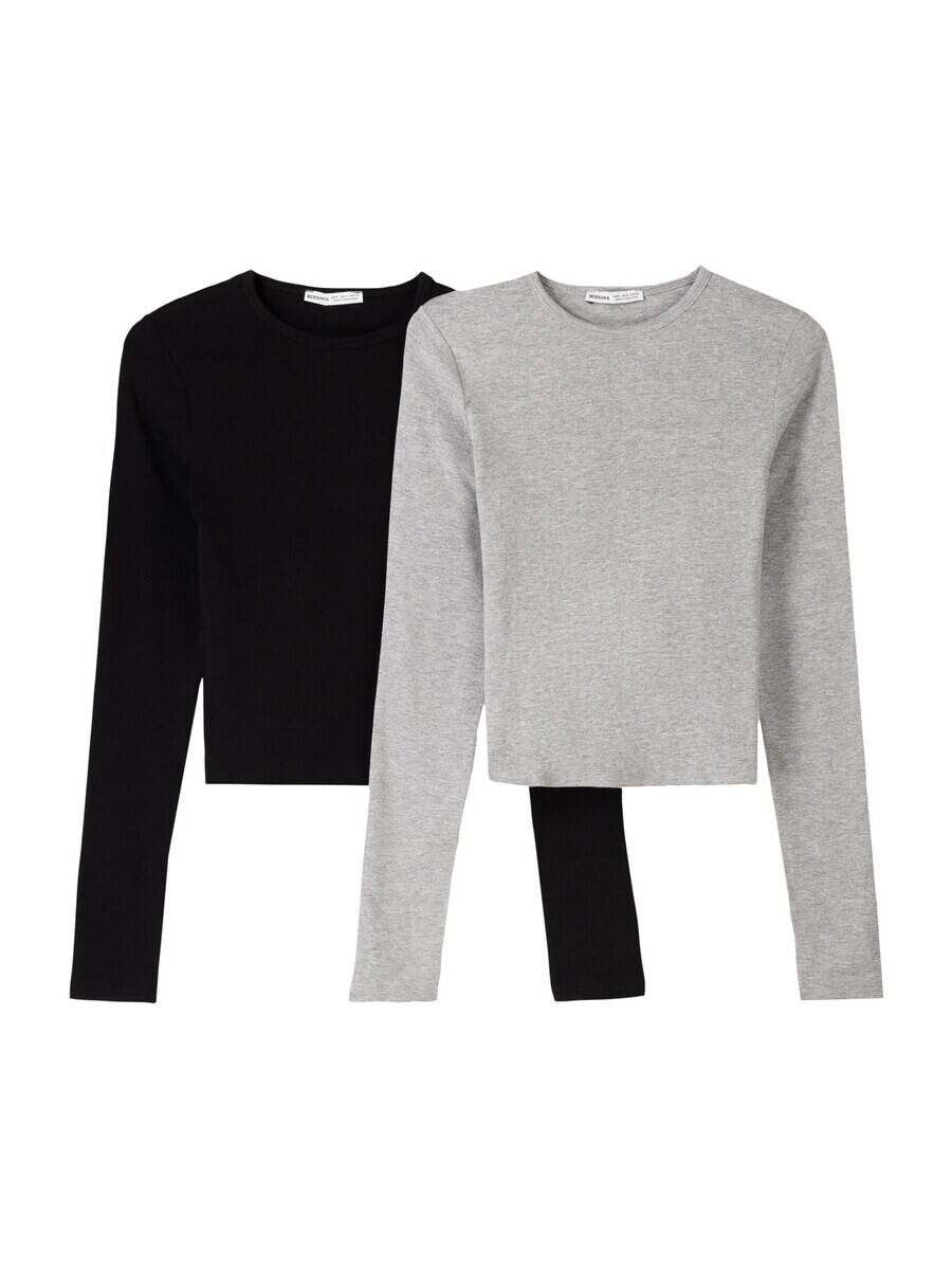 

Лонгслив Bershka Shirt, цвет mottled grey/black