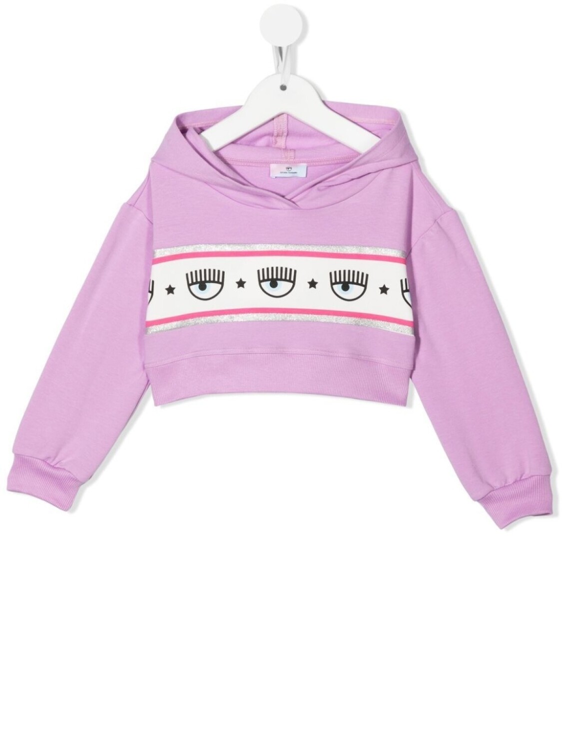 

Chiara Ferragni Kids укороченное худи с принтом, фиолетовый