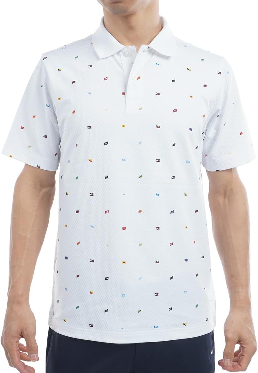 

Мужская классическая рубашка-поло Tommy Hilfiger Golf THMA504 с монограммой в виде нескольких флагов, с коротким рукавом, белый