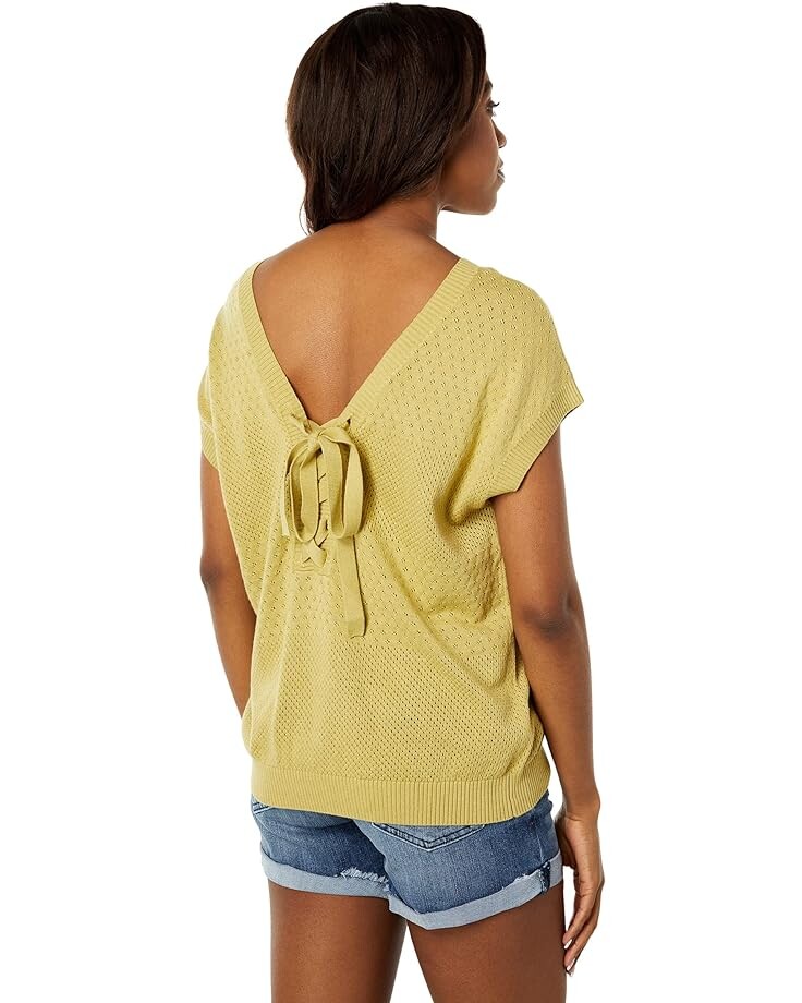 

Свитер Mod-o-doc Pointelle Sweater Lace-Up Back Top, цвет Thrill