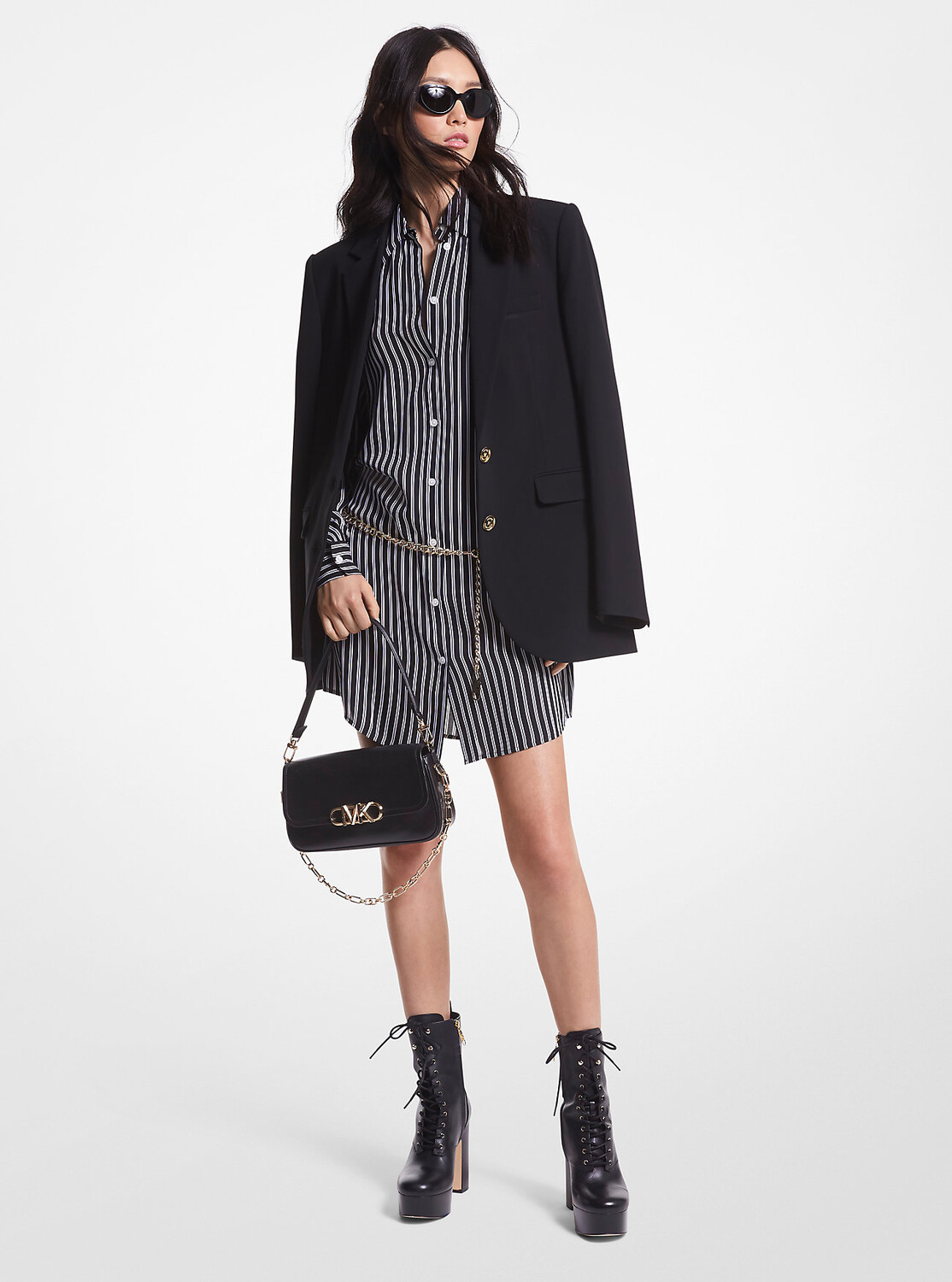 

Креповый пиджак-бойфренд Michael Kors, черный