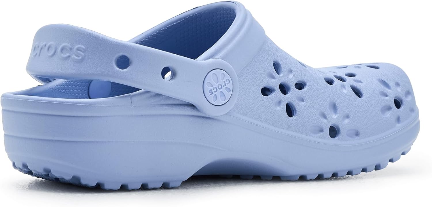 Детские кроксы Crocs с классическим цветочным дизайном, синий — фото 3
