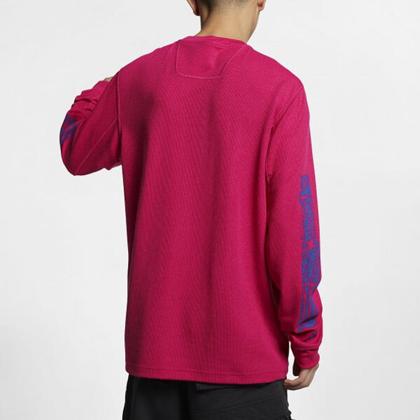 Толстовка Men's Nike ACG Waffle Casual Sports Printing Pullover Long Sleeves Rose Red, красный — фото 4