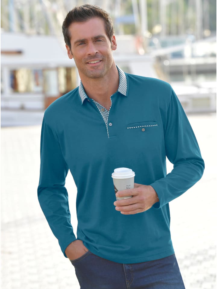 

Рубашка с длинными рукавами в бензиновом цвете hajo