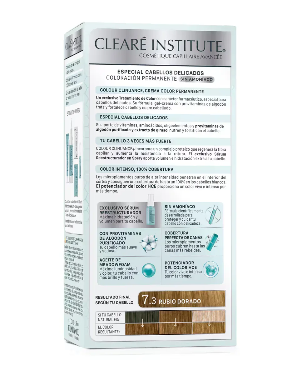 Постоянное окрашивание Colour Clinuance для нежных волос Clearé Institute, 7.3 Rubio Dorado — фото 2