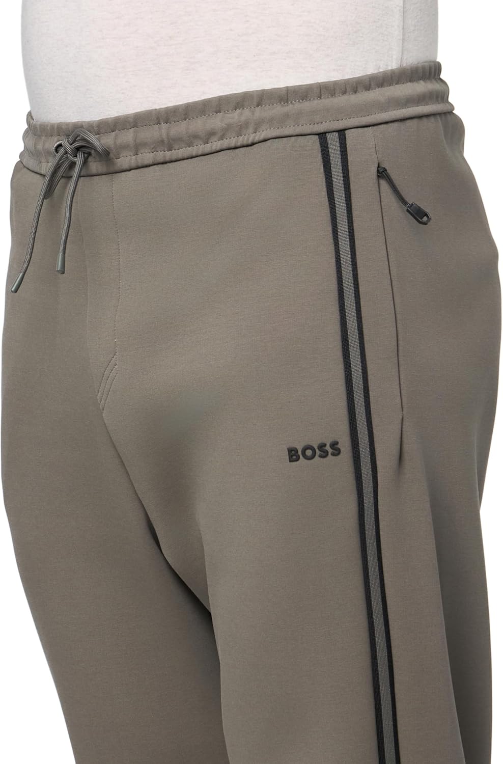 BOSS Мужские тоновые хлопковые спортивные штаны Regular Fit, Fossil Grey — фото 3