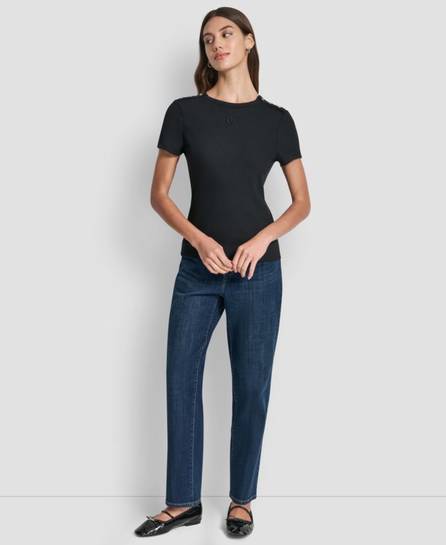 

Женская футболка с круглым вырезом и короткими рукавами DKNY Jeans, Black, Черный, Женская футболка с круглым вырезом и короткими рукавами DKNY Jeans, Black