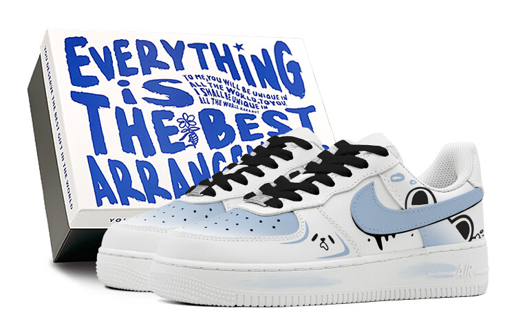 

Кроссовки Nike Air Force 1 Skateboarding Shoes Women's Low-top Black, синий