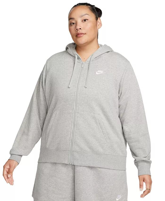 

Толстовка с капюшоном из флиса и застежкой-молнией большого размера Sportswear Club Nike, черный