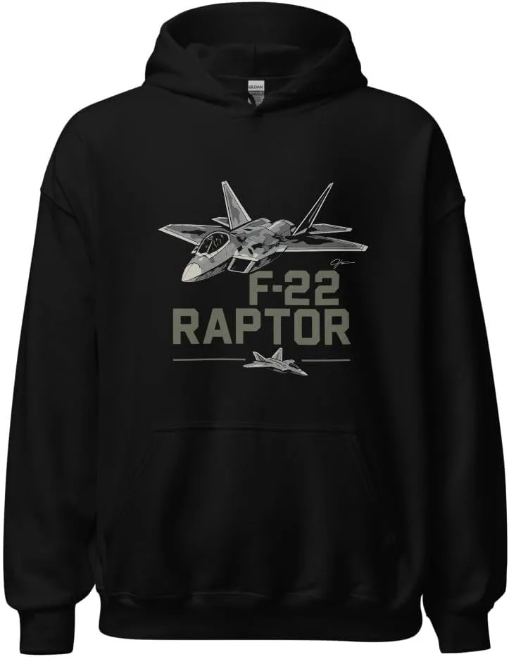 Толстовка унисекс с принтом F-22 Raptor и камуфляжным дизайном Generic, черный