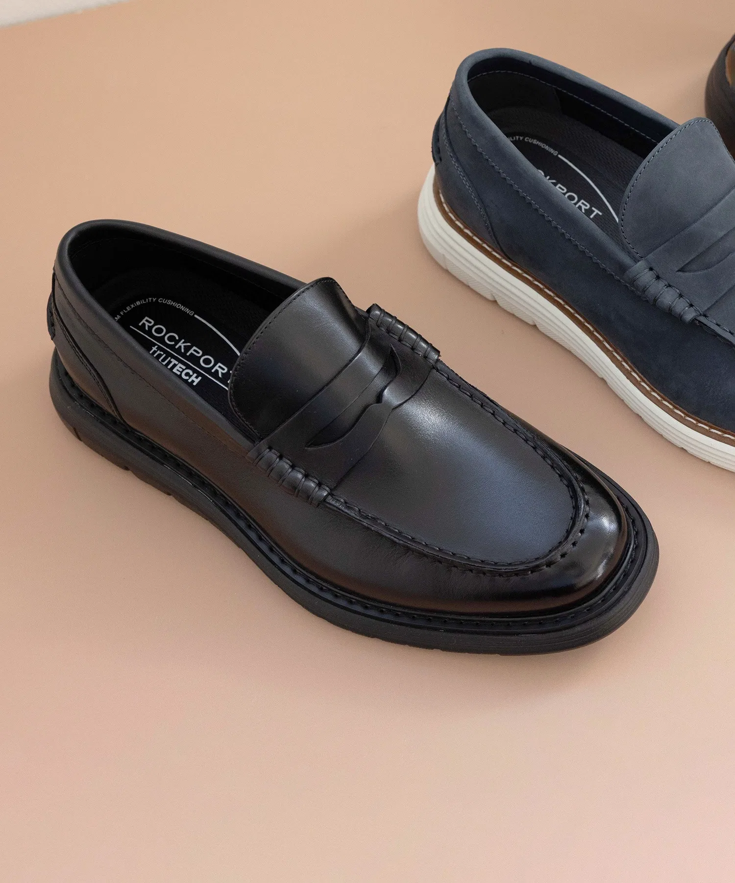 Мужские кожаные лоферы ROCKPORT Cambridge Ease чёрные
