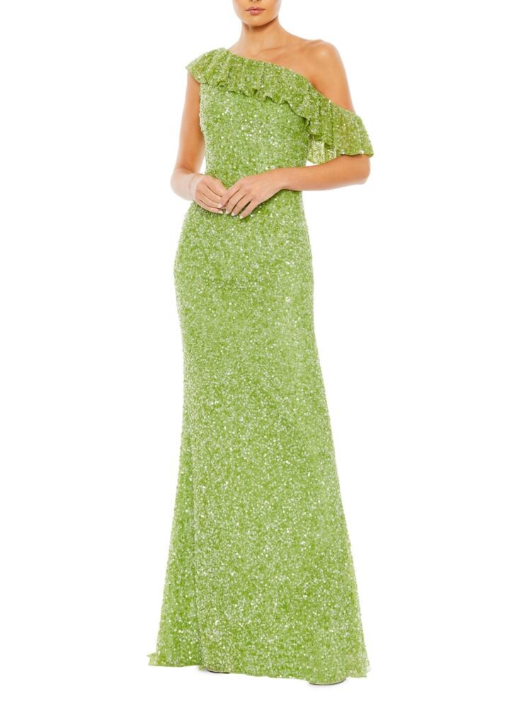 

Украшенное платье на одно плечо Mac Duggal, цвет Key Lime