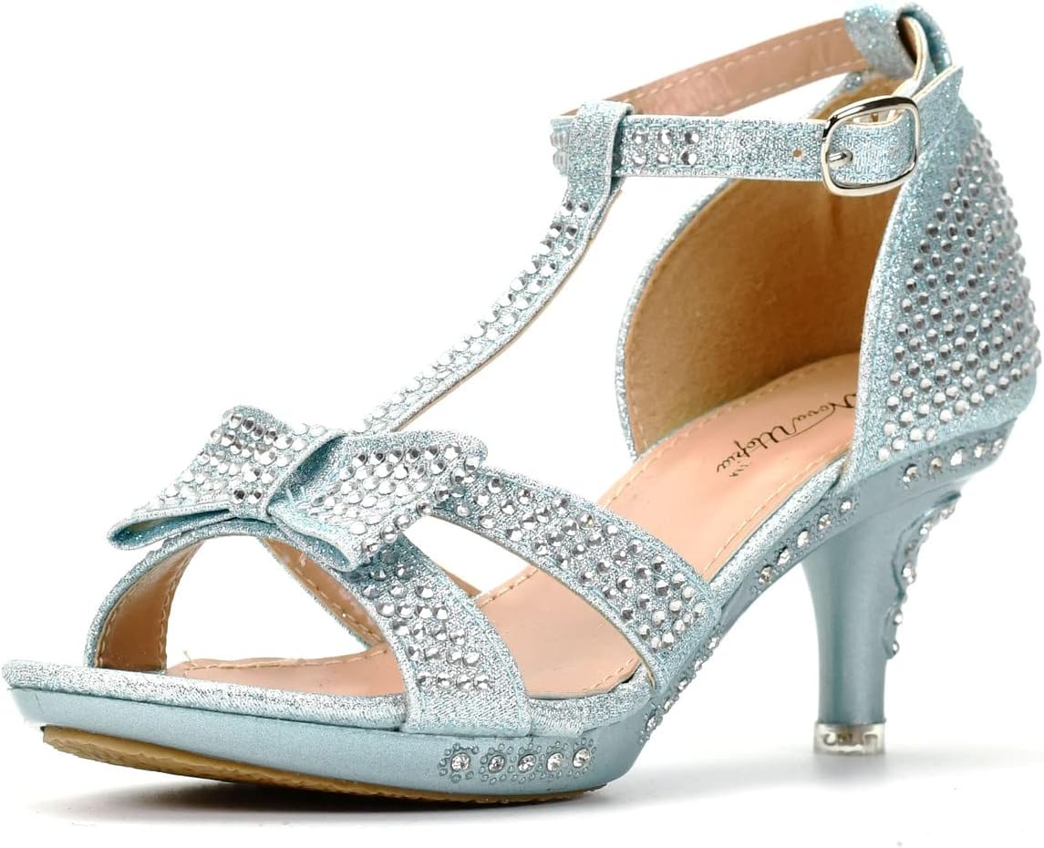 

Детские сандалии для девочек Nova Utopia с низким и средним каблуком, платье и обувь для девочки с цветами (размер 9-4) Nova Footwear, синий