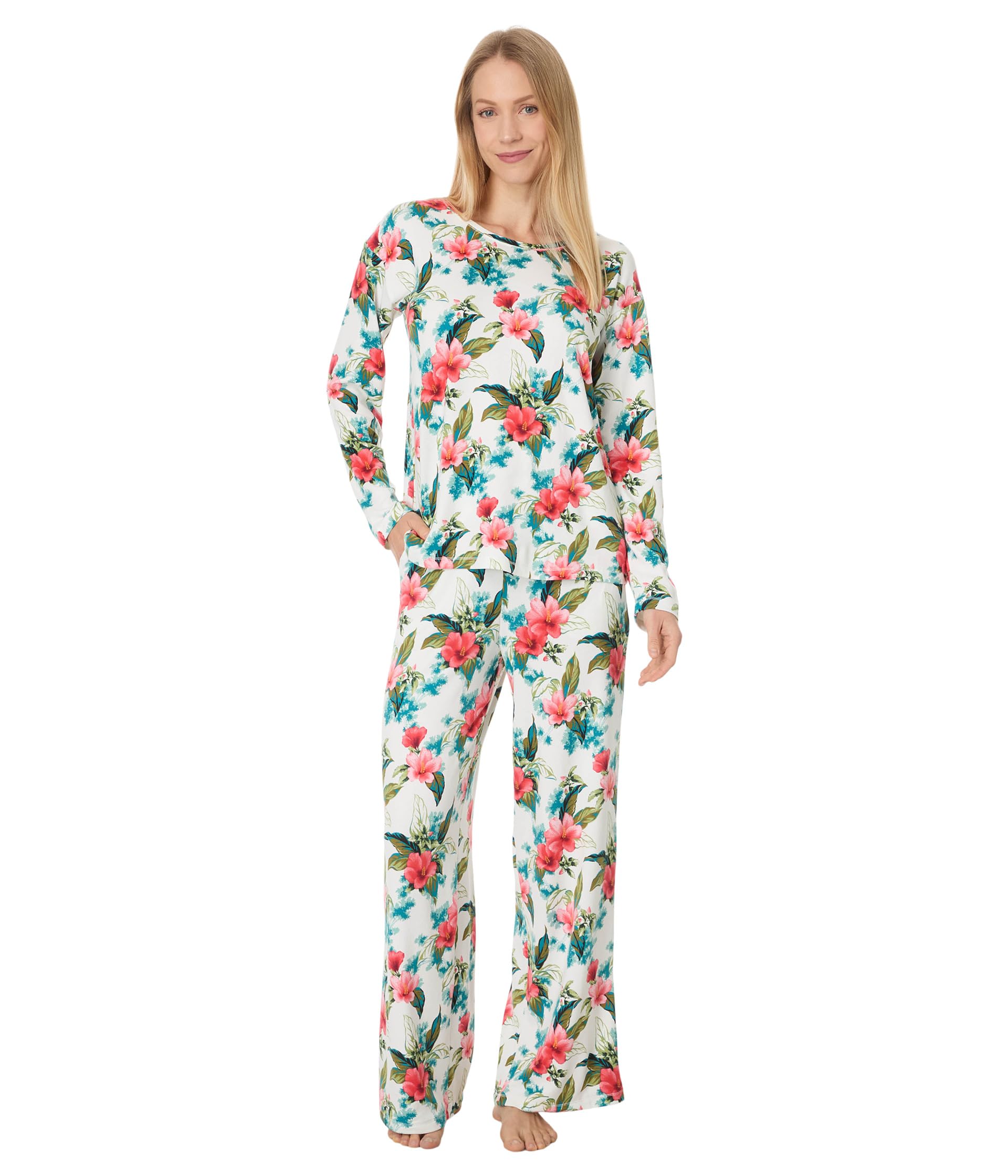 

Пижама Tommy Bahama Sweater Knit Long Sleeve Long Pj Set, White Ground Floral