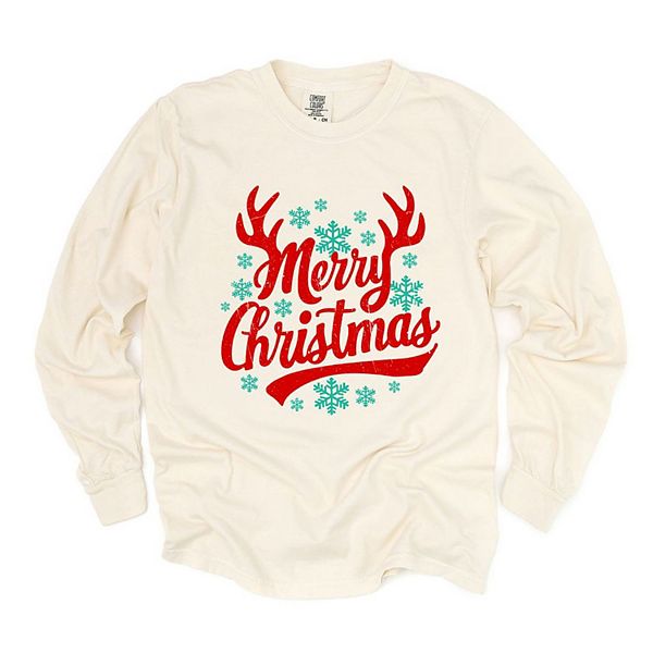 

Футболка с длинным рукавом Merry Christmas Antlers garment dyed Simply Sage Market, Ivory
