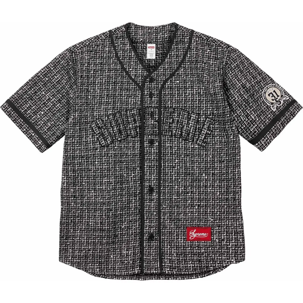 FW25 WEEK13 Бейсбольное джерси букле Бейсбольная куртка унисекс Supreme, красный/красный — фото 2