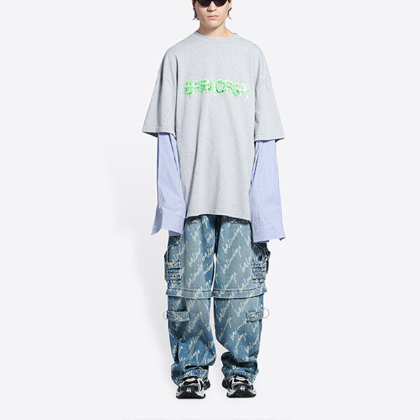 Футболка slime logo layered t-shirt 'grey' Balenciaga, серый — фото 3
