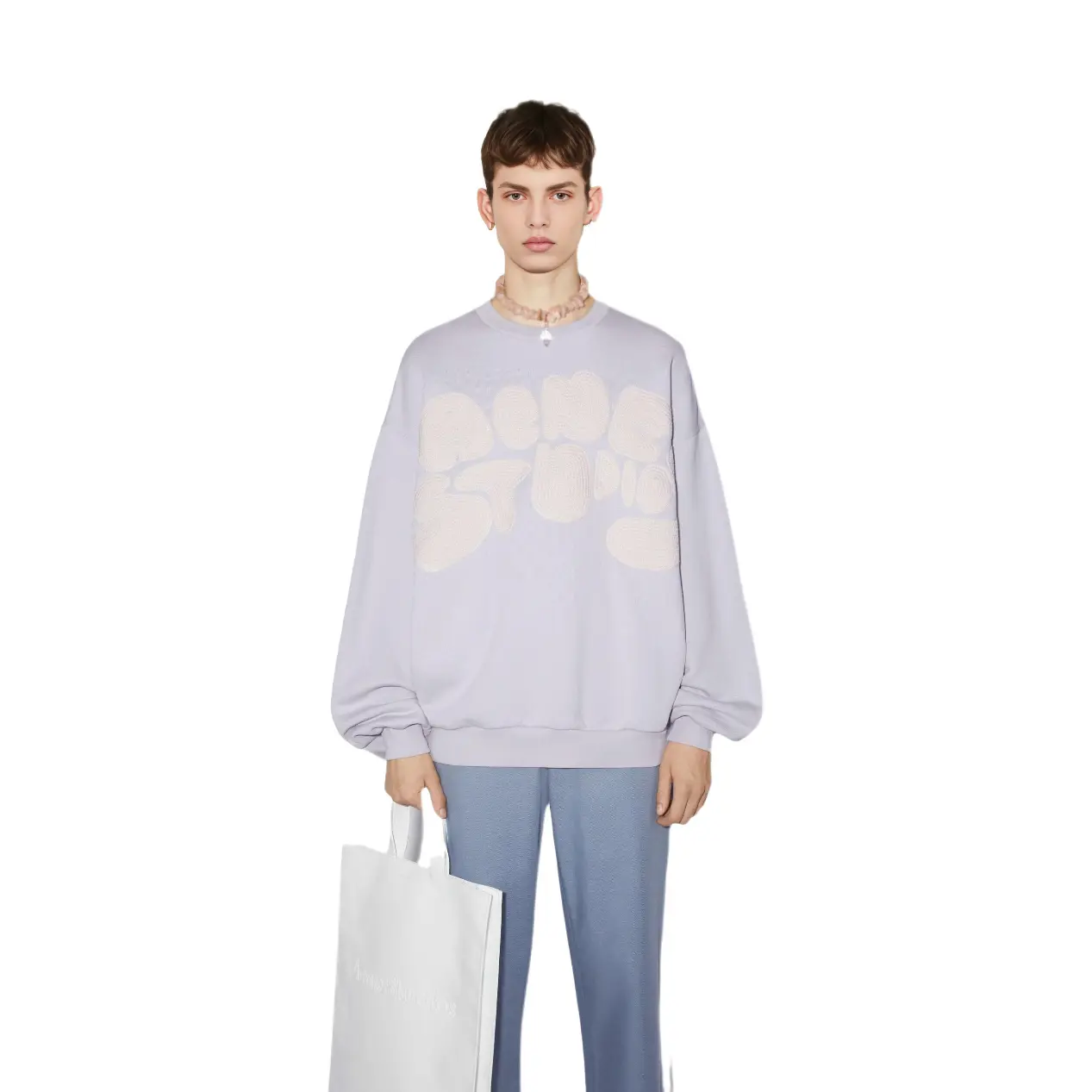 Свитшот с вышитым логотипом Bubble Acne Studios, фиолетовый — фото 3