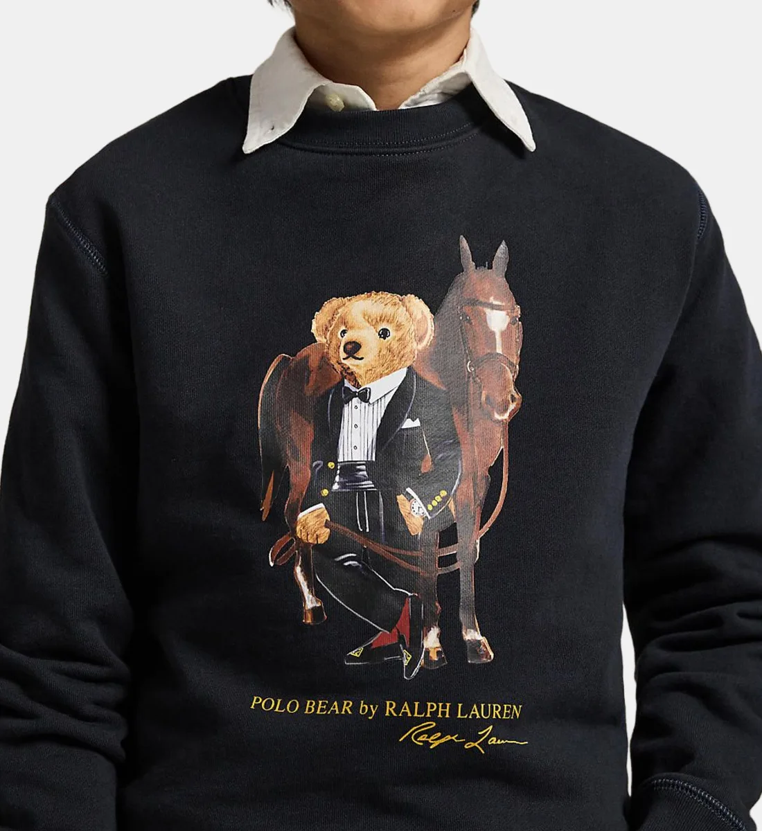 Прямой хлопковый свитшот с фирменной эмблемой POLO RALPH LAUREN, черный — фото 4