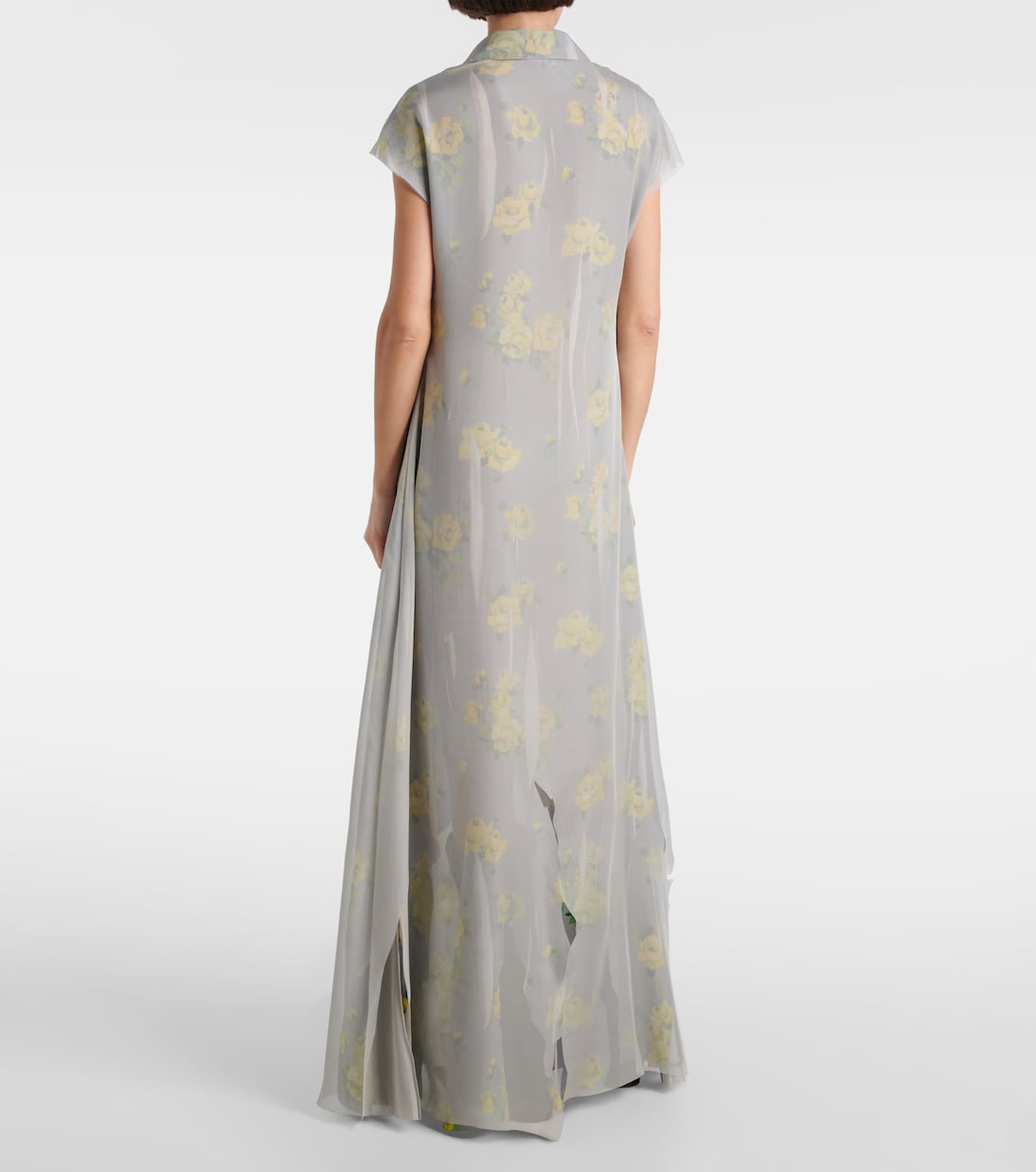 Многослойное платье-поло с эффектом потертости Acne Studios, Yellow/Grey — фото 3