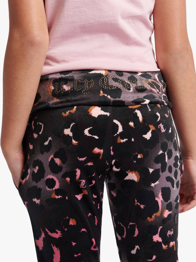 Детские велюровые джоггеры с леопардовым принтом и глубокой резинкой Juicy Couture, Black — фото 2