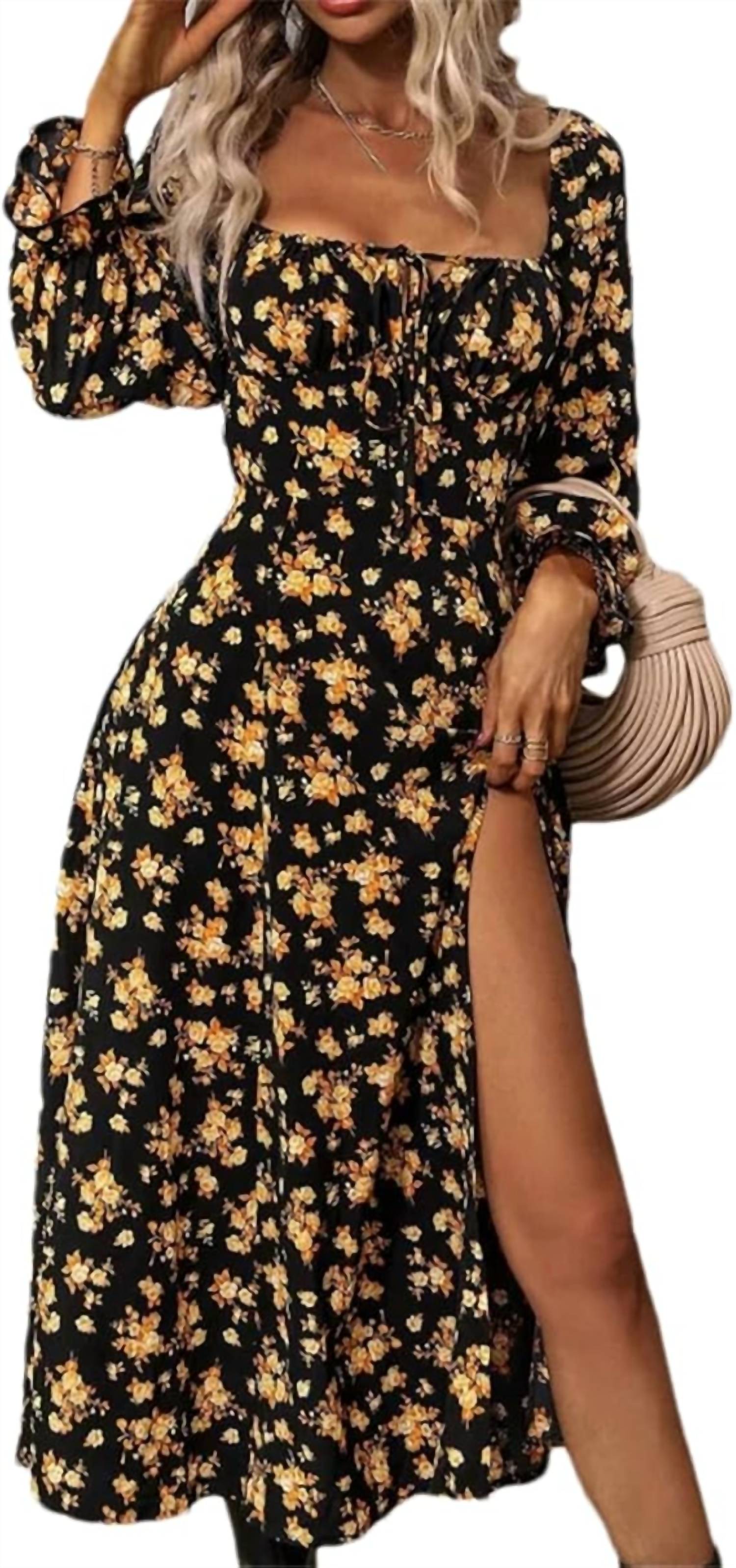 

Платье Goldilocks с длинными рукавами в черно-золотом цвете Miss Sparkling