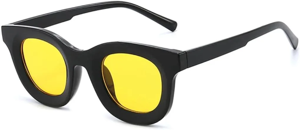 

Солнцезащитные очки с защитой UV400 | Маленькая круглая оправа | Для женщин и мужчин | Для занятий спортом на открытом воздухе и вождения DSVIGF, Black Yellow