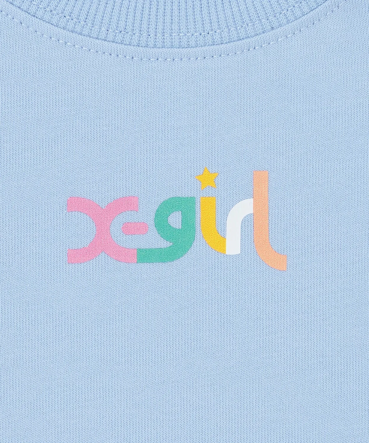 Детская футболка с вышивкой X-girl Stages голубая — фото 4