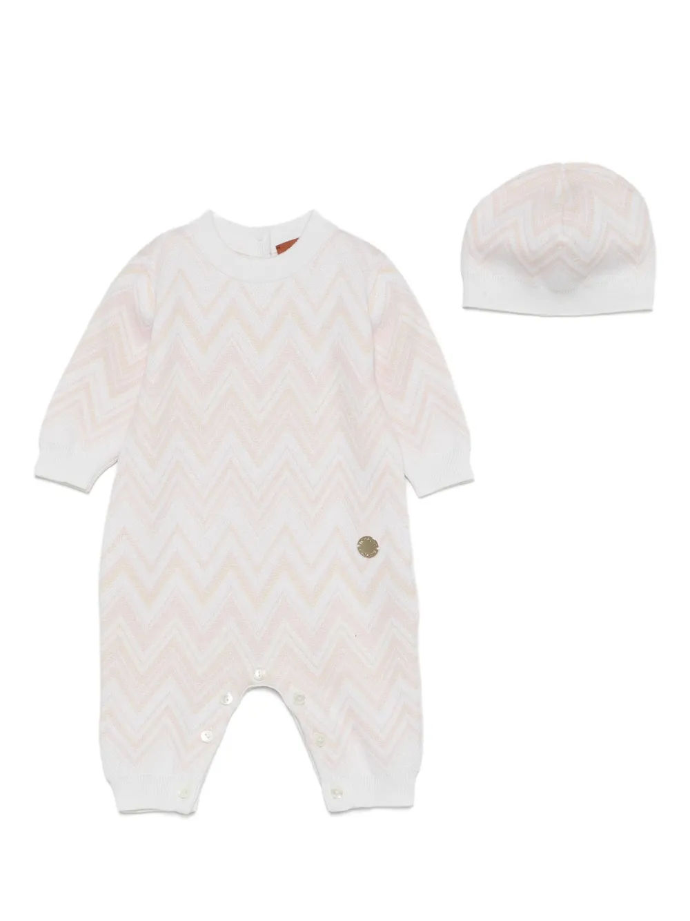 

Комплект из двух ромперов с узором шеврон Missoni Kids, розовый