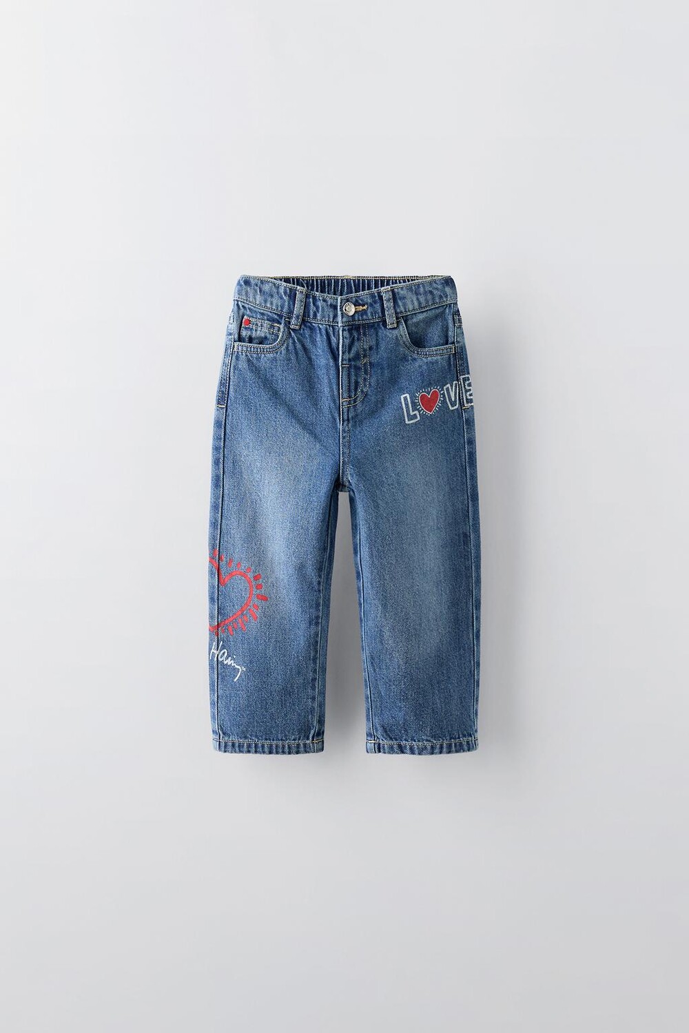 

Прямые джинсы keith haring ZARA, средне-синий