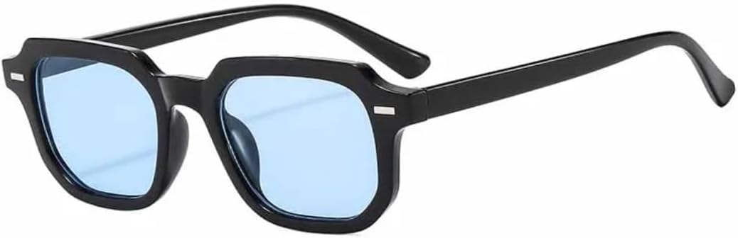 

Ретро-солнцезащитные очки в маленькой квадратной оправе для женщин, украшенные заклепками, для мужчин, для активного отдыха, спорта, походов, с защитой от УФ-излучения UV400 TVTBBVV, Black Blue