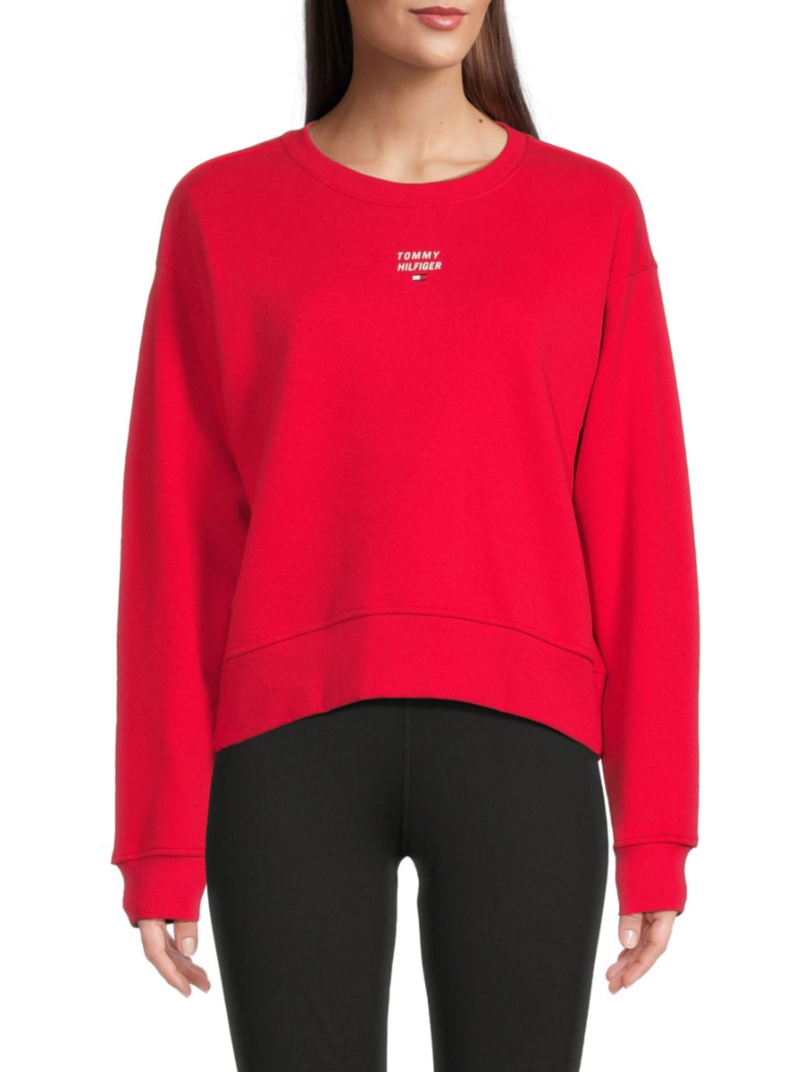

Толстовка из хлопкового флиса с логотипом Tommy Hilfiger, цвет Rich Red