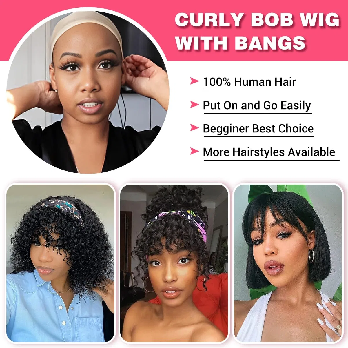 Парик Rebecca Fashion Highlight Curly Bob из натуральных волос, 25 см Rebecca Fashion, Black Mixed Brown — фото 4