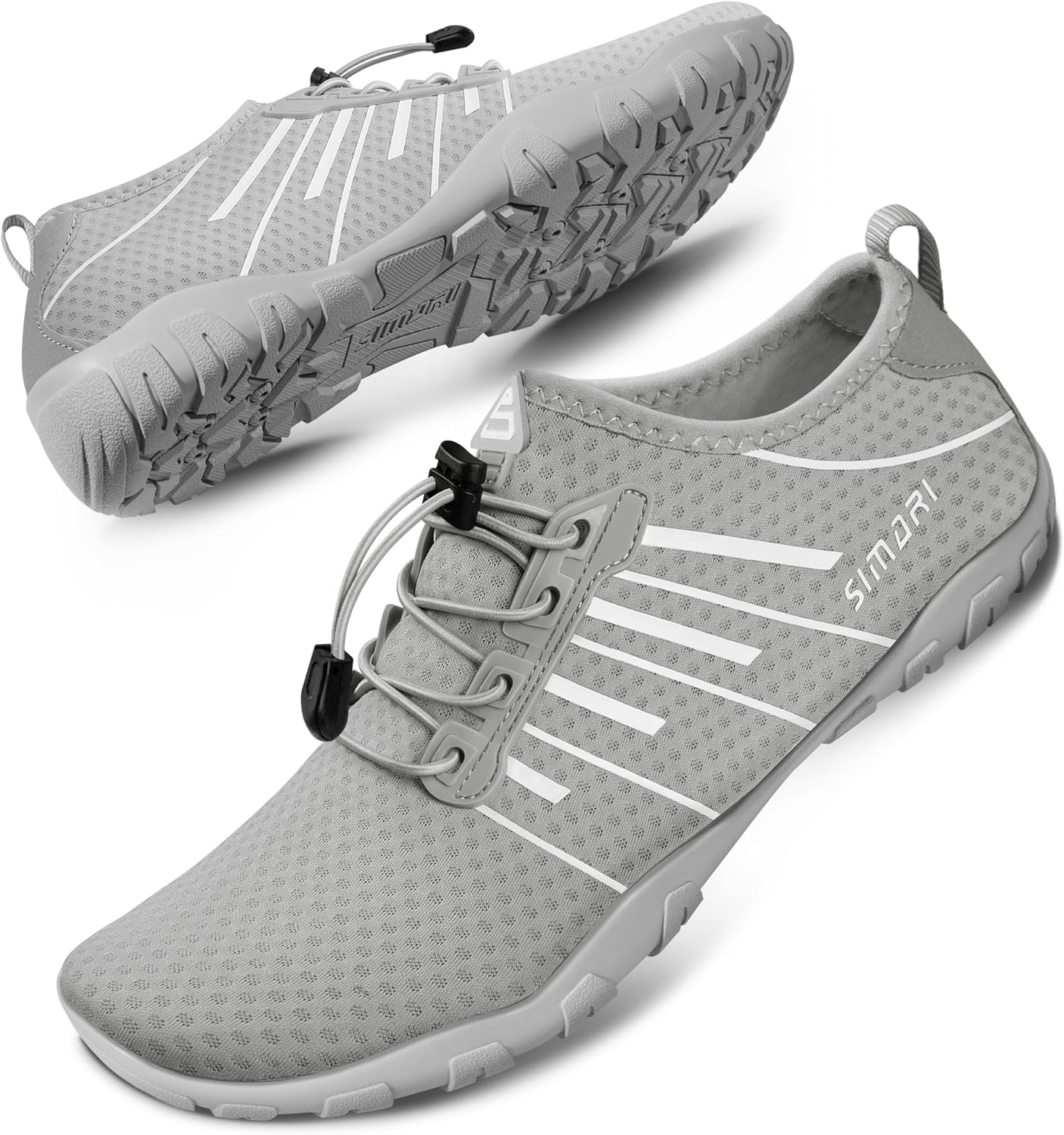 

Водные туфли SIMARI для женщин и мужчин - Босоножки с быстрым высыханием, Легкие плавательные тапочки для серфинга, плавания, пляжного спорта, каякинга, дайвинга, Противоскользящий дизайн, серый